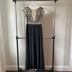 Adrianna Pappell Black and Nude Beaded Dress